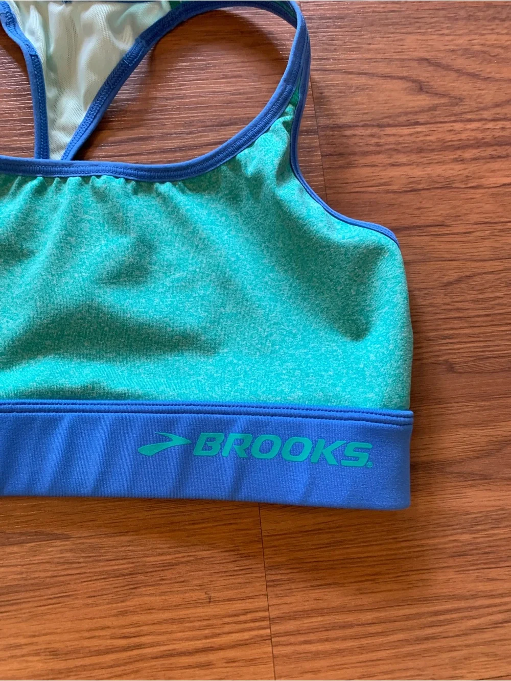 Brooks Women's Teal and Blue Racerback Swim Top Sports Bra | S